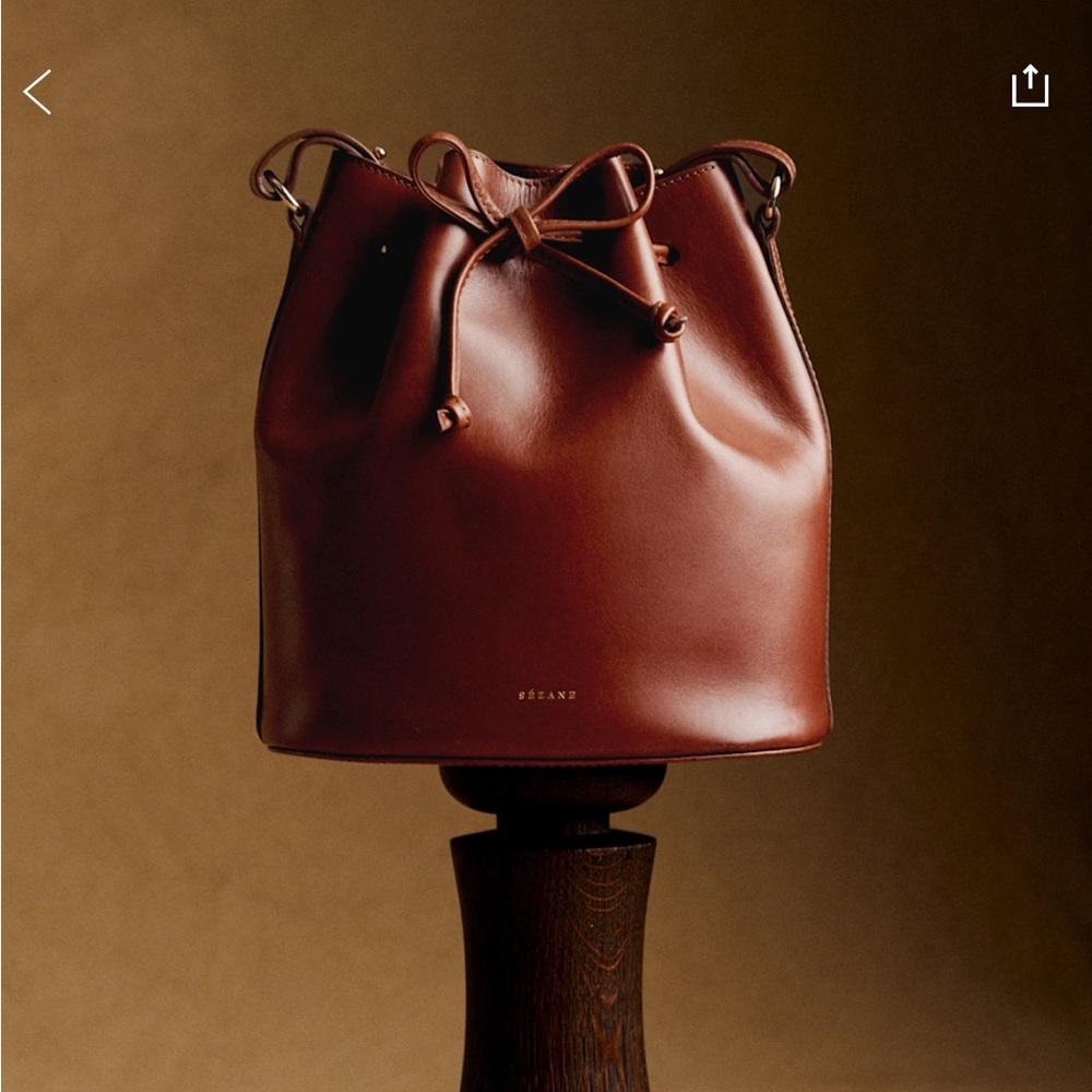 Sezane Farrow Brown Leather Bucket Bag